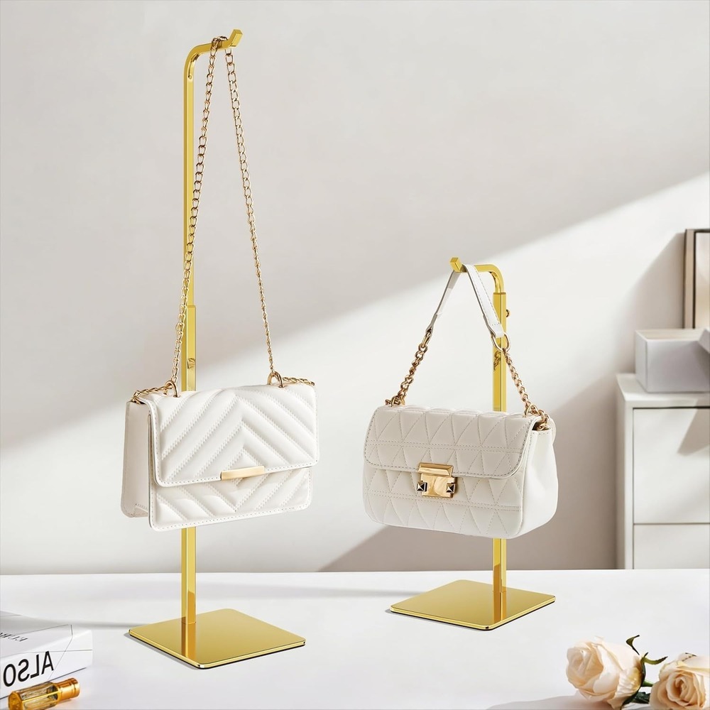 Shiny Gold‎ Purse Display Stand, Adjustable Handbag Holder - 2 Pack